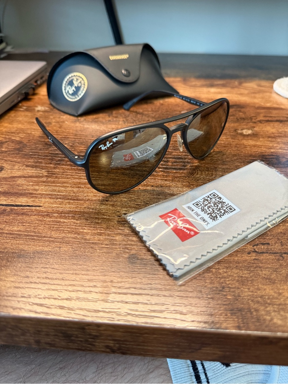 Ray-Ban Chromance Black Aviator Style Sunglasses - Picture 2 of 4